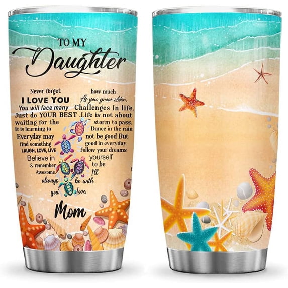 20oz Birthday Gifts for Women, Daughter Friend Gifts for Women Birthday Unique Inspirational Gifts Turtle To Daughter Tumbler Cup with Lid, Double Wall Vacuum Insulated Travel Coffee Mug