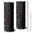 thumbnail image 1 of 20oz Black Christmas Star Pattern Skinny Tumblers Stainless Steel Tumbler with Lid and Straw,Vacuum Insulated Double Wall Travel Tumbler Cups with Cleaning Brush for Coffee,Tea, 1 of 6