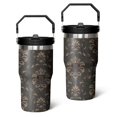 thumbnail image 1 of 20oz Black Gold Baroque Stainless Steel Tumbler with Top Handle,Boho Style Travel Coffee Mug Flip Straw Cup,Gifts for Women Girls Men Adults（black）, 1 of 1
