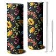 thumbnail image 1 of 20oz Black Sunflower Skinny Tumblers Stainless Steel Tumbler with Lid and Straw,Vacuum Insulated Double Wall Travel Tumbler Cups with Cleaning Brush for Coffee,Tea, 1 of 6