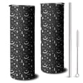thumbnail image 1 of 20oz Black White Halloween Candle Eye Bat Pattern Skinny Tumblers Stainless Steel Tumbler with Lid and Straw,Vacuum Insulated Double Wall Travel Tumbler Cups with Cleaning Brush for Coffee,Tea, 1 of 6