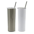 thumbnail image 1 of 20oz Blank Gloss White, Matte White or Silver Stainless Steel Skinny Straight Sublimation Tumblers, 1 of 8