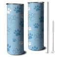 thumbnail image 1 of 20oz Blue Dog Paw Footprint Skinny Tumblers Stainless Steel Tumbler with Lid and Straw,Vacuum Insulated Double Wall Travel Tumbler Cups with Cleaning Brush for Coffee,Tea, 1 of 6