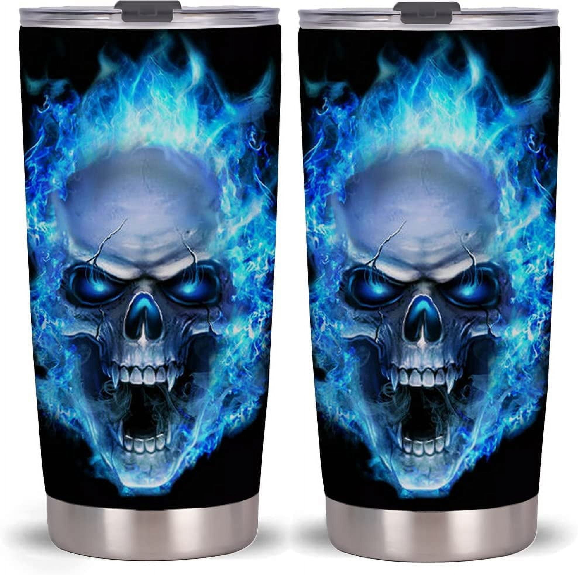 Jihqo Halloween Human Skulls Tumbler with Lid and Straw, Insulated  Stainless Steel Tumbler Cup, Double Walled Travel Coffee Mug Thermal Vacuum  Cups