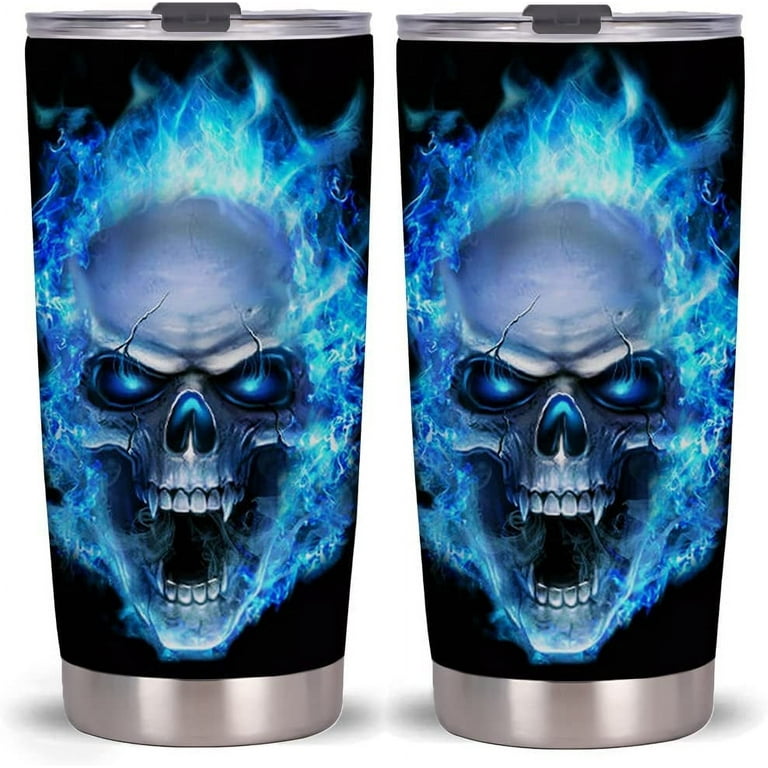 Cool Gear, Dining, Cool Gear Skull Tumbler Insulated Travel Drink Cup Lid  Orange Halloween