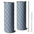 thumbnail image 1 of 20oz Blue Geometric Striped Pattern Skinny Tumblers Stainless Steel Tumbler with Lid and Straw,Vacuum Insulated Double Wall Travel Tumbler Cups with Cleaning Brush for Coffee,Tea, 1 of 6