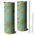 thumbnail image 1 of 20oz Blue Sunflower Polka Dot Pattern Skinny Tumblers Stainless Steel Tumbler with Lid and Straw,Vacuum Insulated Double Wall Travel Tumbler Cups with Cleaning Brush for Coffee,Tea, 1 of 6