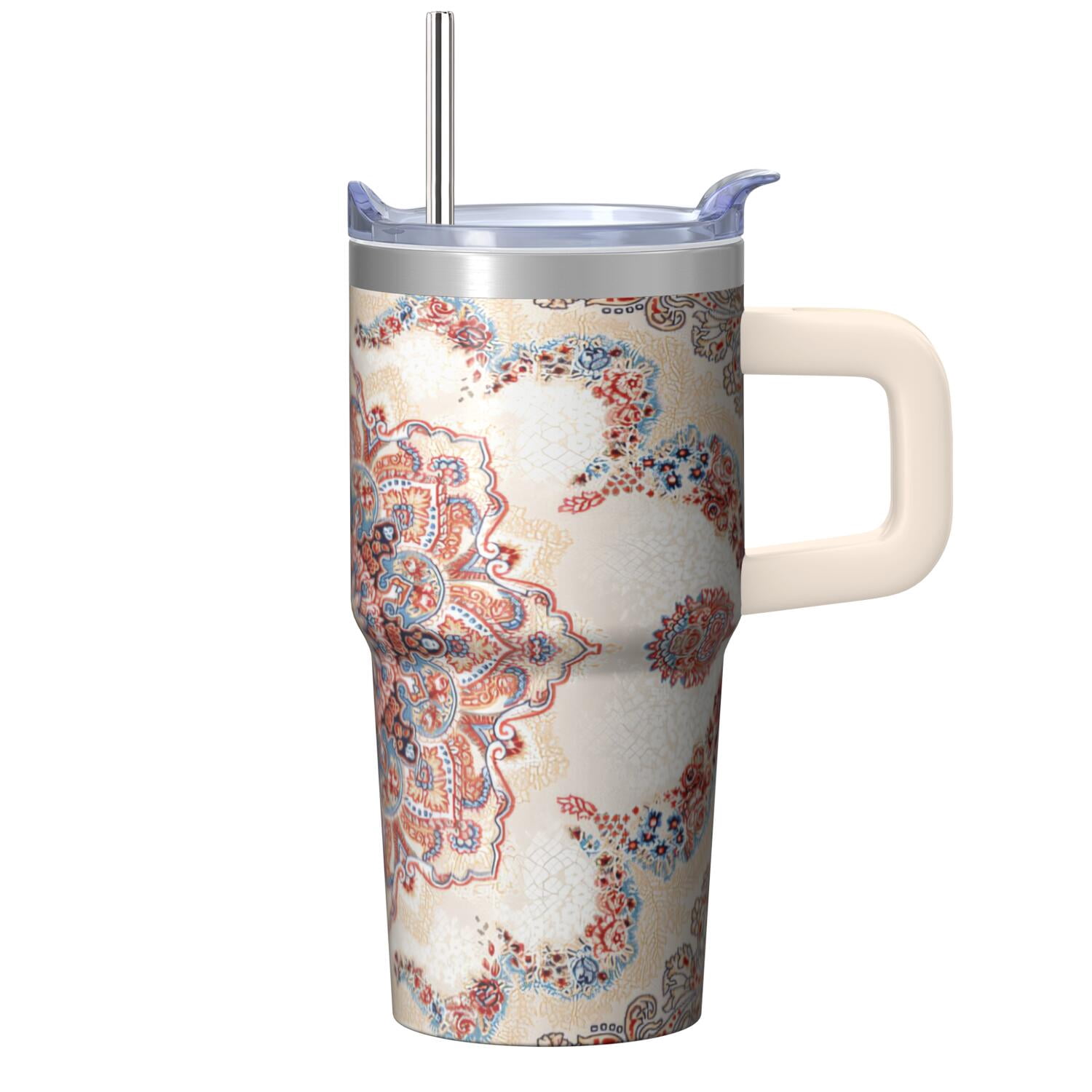 20oz Bohemian Tumbler with Lid and Straw, Insulated Stainless Steel ...