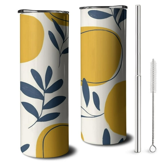 20oz Boho Abstract Art Skinny Tumblers Stainless Steel Tumbler with Lid and Straw,Vacuum Insulated Double Wall Travel Tumbler Cups with Cleaning Brush for Coffee,Tea