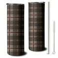 thumbnail image 1 of 20oz Brown Beige Checkerboard Checkered Pattern Skinny Tumblers Stainless Steel Tumbler with Lid and Straw,Vacuum Insulated Double Wall Travel Tumbler Cups with Cleaning Brush for Coffee,Tea, 1 of 6