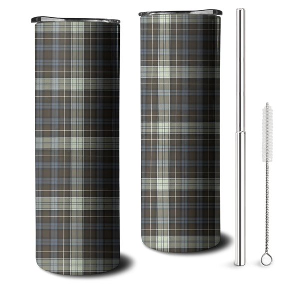 20oz Brown Blue Checkerboard Checkered Pattern Skinny Tumblers Stainless Steel Tumbler with Lid and Straw,Vacuum Insulated Double Wall Travel Tumbler Cups with Cleaning Brush for Coffee,Tea