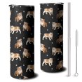 thumbnail image 1 of 20oz Bulldog Dog and Footprints Skinny Tumblers Stainless Steel Tumbler with Lid and Straw,Vacuum Insulated Double Wall Travel Tumbler Cups with Cleaning Brush for Coffee,Tea, 1 of 6