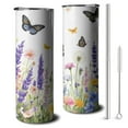 thumbnail image 1 of 20oz Butterfly and Flower Skinny Tumblers Stainless Steel Tumbler with Lid and Straw,Vacuum Insulated Double Wall Travel Tumbler Cups with Cleaning Brush for Coffee,Tea, 1 of 6