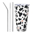 thumbnail image 1 of 20oz Car Cup Three-Piece Set Of Single Silver Edge No Smell Easy To Carry Heat Preservation For Daily Car Sports Travel Simple Cow Print Pattern1_3, 1 of 8