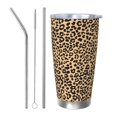 thumbnail image 1 of 20oz Car Cup Three-Piece Set Of Single Silver Edge No Smell Easy To Carry Heat Preservation For Daily Car Sports Travel Leopard Print Pattern Background_3, 1 of 8
