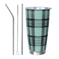 thumbnail image 1 of 20oz Car Cup Three-Piece Set Of Single Silver Edge No Smell Easy To Carry Heat Preservation For Daily Car Sports Travel Paleturquoise Buffalo Plaid Check Tartan Scotland_3, 1 of 8