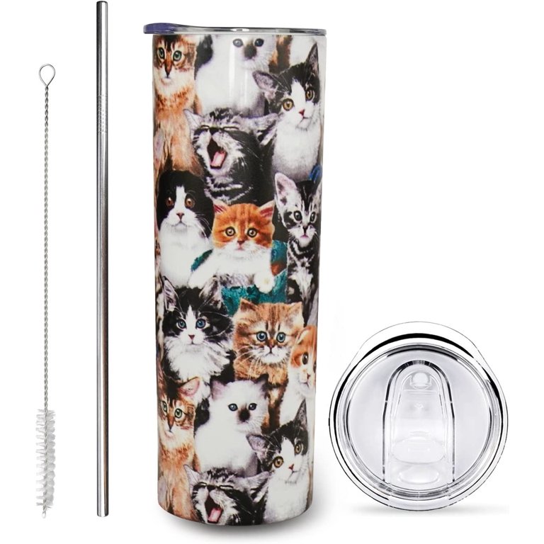 Cat Tumbler with Straw Cat Gifts for Cat Lovers Gifts for Women Cute Cat  Cup Insulated Tumblers with Lid Cat Birthday Party Supplies Stainless Steel  Tumblers 