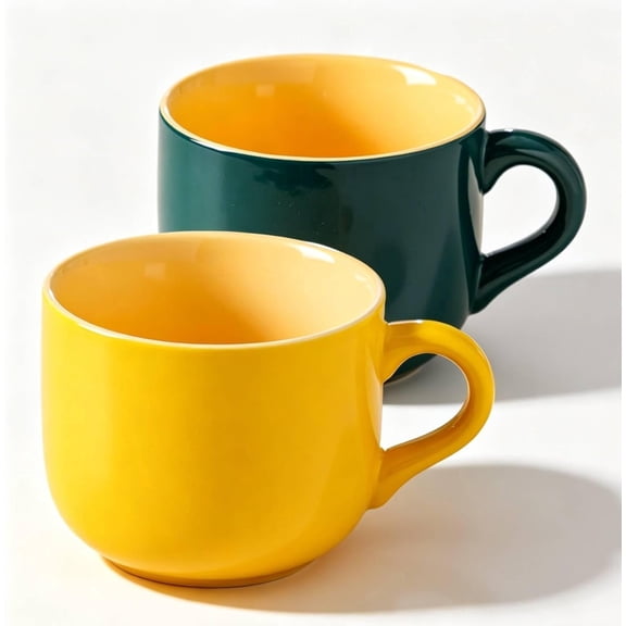 20oz Ceramic Coffee Mug Set of 2, Large Oversized Mugs for Coffee Tea Soup Cereal, Microwave and Dishwasher Safe, Wide Mouth with Comfort Handle