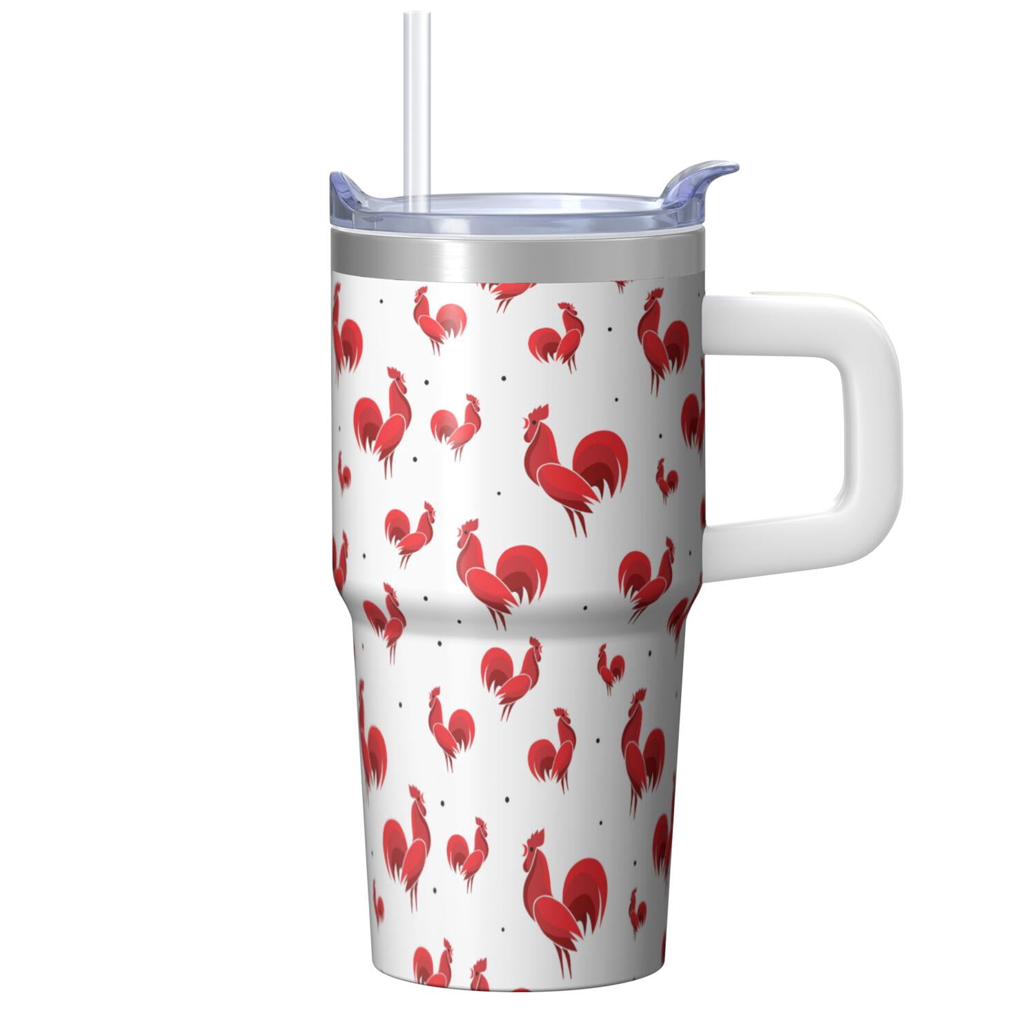 20oz Chicken Decor Tumbler with Handle Useful Birthday Christmas Gift for Chicken Lovers Women Men Insulated Travel Mug Cup Holder Friendly Easy to Clean Dishwasher Safe Hot Cold Beverages