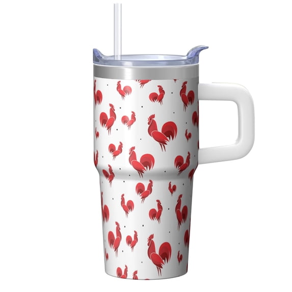 20oz Chicken Decor Tumbler with Handle Useful Birthday Christmas Gift for Chicken Lovers Women Men Insulated Travel Mug Cup Holder Friendly Easy to Clean Dishwasher Safe Hot Cold Beverages