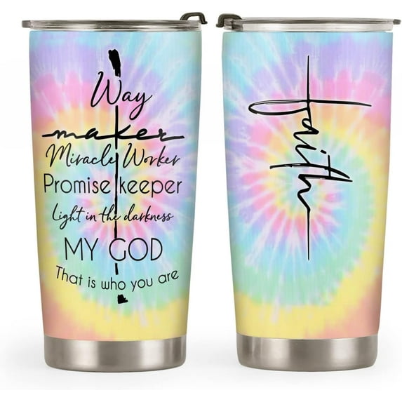 20oz Christian Gifts for Women Coffee Gifts for Women, Valentines Day Gifts for Her, Inspirational Tumbler for Women Bible Verse Tie Dye Faith Tumbler Cup, Insulated Travel Coffee Mug with Lid