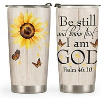 20oz Christian Gifts for Women, Religious Gifts for Women, Coffee Thermos for Women, Coffee Gifts for Women, Sunflower God Butterfly Faith Tumbler Cup, Insulated Travel Coffee Mug with Lid