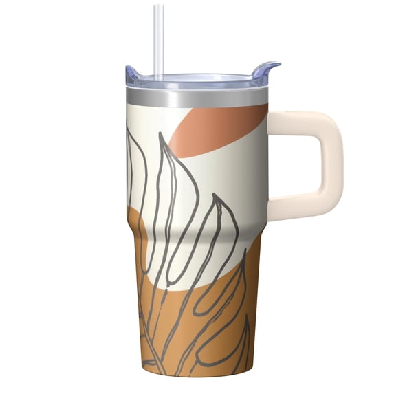 20oz Coffee Mug with Lid and Straw, Bohemian Stainless Steel Insulated Tumbler, Double Wall Vacuum Travel Cup, Leakproof Thermal
