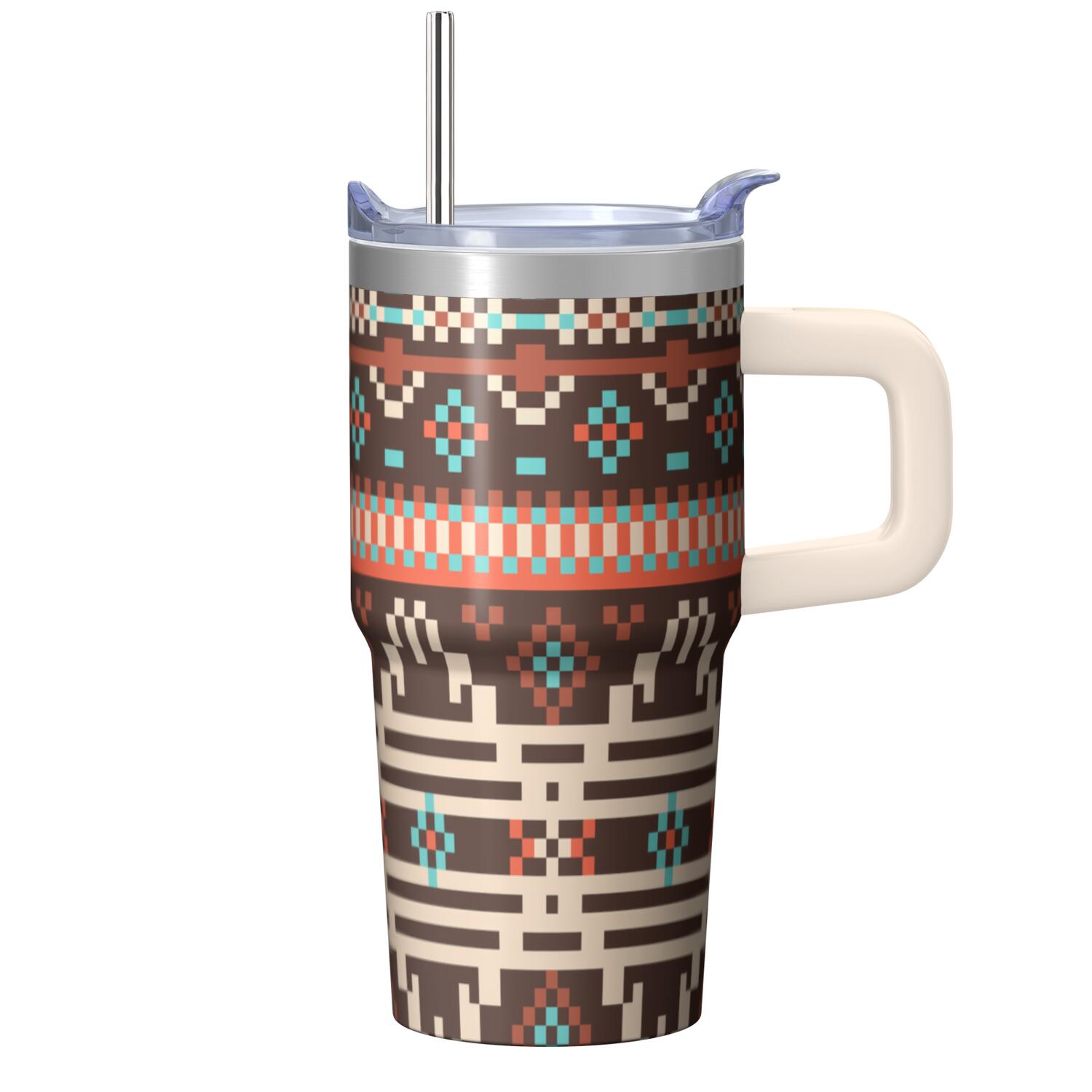 20oz Coffee Mug with Lid and Straw - Stainless Steel Double Wall Vacuum ...