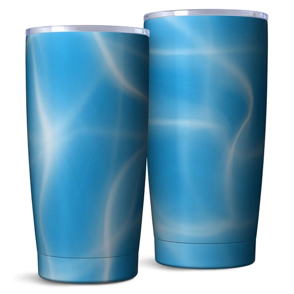 20oz Coffee Travel Tumbler, Vacuum Insulated Stainless Steel Car Cup with Lid and Telescopic Straw, 360° Full Wrap Printed, Fluid Smoke Aurora Art Style