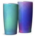 thumbnail image 1 of 20oz Coffee Travel Tumbler, Vacuum Insulated Stainless Steel Car Cup with Lid and Telescopic Straw, 360° Full Wrap Printed, Fluid Smoke Aurora Art Style, 1 of 6