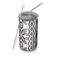 thumbnail image 1 of 20oz Coffee Tumblers Black Geometric Flower Diamond Pattern Stainless Steel Vacuum Insulated Travel Tumbler Coffee Cups Mug with Lid and Straw with Cleaning Brush for Cold & Hot Drinks, 1 of 5
