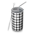 thumbnail image 1 of 20oz Coffee Tumblers Black and White Checkerboard Checkered Pattern Stainless Steel Vacuum Insulated Travel Tumbler Coffee Cups Mug with Lid and Straw with Cleaning Brush for Cold & Hot Drinks, 1 of 5