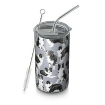 20oz Coffee Tumblers Cute Border Collie Pattern Stainless Steel Vacuum Insulated Travel Tumbler Coffee Cups Mug with Lid and Straw with Cleaning Brush for Cold & Hot Drinks