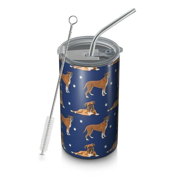 20oz Coffee Tumblers Cute Boxe Stainless Steel Vacuum Insulated Travel Tumbler Coffee Cups Mug with Lid and Straw with Cleaning Brush for Cold & Hot Drinks