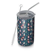 20oz Coffee Tumblers Dark Blue Christmas Gnome and Gift Pattern Stainless Steel Vacuum Insulated Travel Tumbler Coffee Cups Mug with Lid and Straw with Cleaning Brush for Cold & Hot Drinks