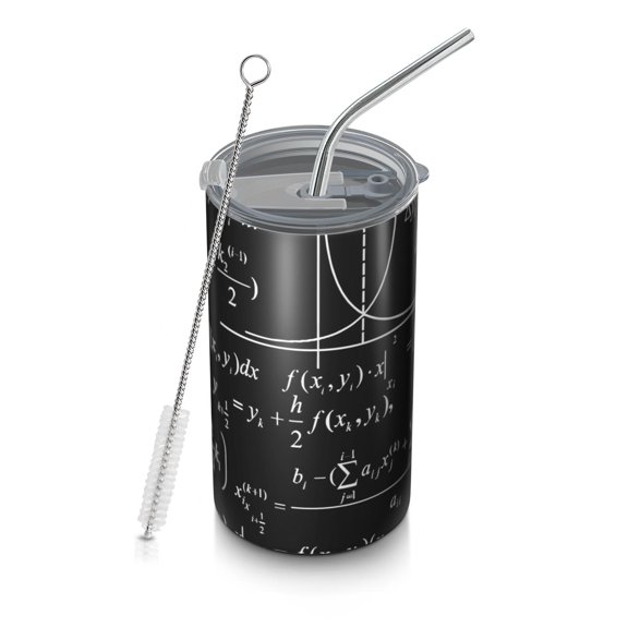 20oz Coffee Tumblers Math Equations Algebra Formulas Black Pattern Stainless Steel Vacuum Insulated Travel Tumbler Coffee Cups Mug with Lid and Straw with Cleaning Brush for Cold & Hot Drinks