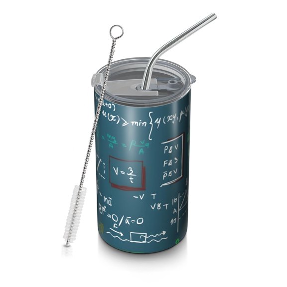 20oz Coffee Tumblers Math Equations Lab Tools Blue Pattern Stainless Steel Vacuum Insulated Travel Tumbler Coffee Cups Mug with Lid and Straw with Cleaning Brush for Cold & Hot Drinks