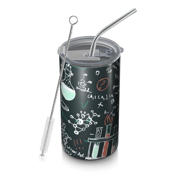 20oz Coffee Tumblers Math Equations Lab Tools Dark Pattern Stainless Steel Vacuum Insulated Travel Tumbler Coffee Cups Mug with Lid and Straw with Cleaning Brush for Cold & Hot Drinks