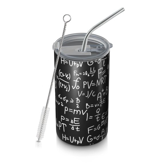 20oz Coffee Tumblers Math Equations Quantum Symbols Purple Pattern Stainless Steel Vacuum Insulated Travel Tumbler Coffee Cups Mug with Lid and Straw with Cleaning Brush for Cold & Hot Drinks