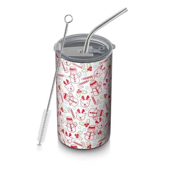 20oz Coffee Tumblers Multicolor Christmas Pattern Stainless Steel Vacuum Insulated Travel Tumbler Coffee Cups Mug with Lid and Straw with Cleaning Brush for Cold & Hot Drinks