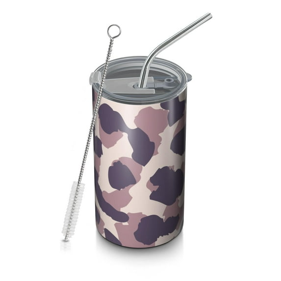 20oz Coffee Tumblers Pink and Purple Of Leopard Print Stainless Steel Vacuum Insulated Travel Tumbler Coffee Cups Mug with Lid and Straw with Cleaning Brush for Cold & Hot Drinks