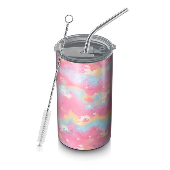20oz Coffee Tumblers Pink Tie Dye Pattern Stainless Steel Vacuum Insulated Travel Tumbler Coffee Cups Mug with Lid and Straw with Cleaning Brush for Cold & Hot Drinks