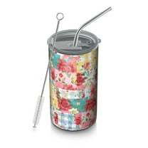 20oz Coffee Tumblers Pioneer Flower Floral Print Pattern Stainless Steel Vacuum Insulated Travel Tumbler Coffee Cups Mug with Lid and Straw with Cleaning Brush for Cold & Hot Drinks