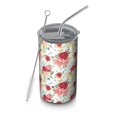 thumbnail image 1 of 20oz Coffee Tumblers Pioneer Flower Floral Print Pattern Stainless Steel Vacuum Insulated Travel Tumbler Coffee Cups Mug with Lid and Straw with Cleaning Brush for Cold & Hot Drinks, 1 of 5