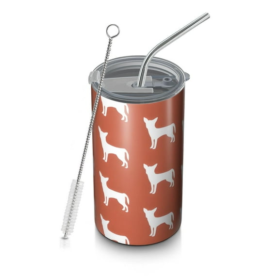 20oz Coffee Tumblers Repeat Chihuahua Stainless Steel Vacuum Insulated Travel Tumbler Coffee Cups Mug with Lid and Straw with Cleaning Brush for Cold & Hot Drinks