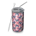 thumbnail image 1 of 20oz Coffee Tumblers White Butterfly Red Blue Leaf Pattern Stainless Steel Vacuum Insulated Travel Tumbler Coffee Cups Mug with Lid and Straw with Cleaning Brush for Cold & Hot Drinks, 1 of 5