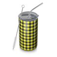 thumbnail image 1 of 20oz Coffee Tumblers Yellow Black Checkerboard Checkered Pattern Stainless Steel Vacuum Insulated Travel Tumbler Coffee Cups Mug with Lid and Straw with Cleaning Brush for Cold & Hot Drinks, 1 of 5