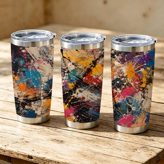 20oz Colorful Abstract Oil Painting Art Stainless Steel Tumbler, Tumbler with Lid Double Wall Vacuum Insulated Travel Mug, Coffee Cups With Lids, Perfect Gifts For Birthday Holidays.
