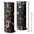 thumbnail image 1 of 20oz Colorful Mushroom Leaf Black Pattern Skinny Tumblers Stainless Steel Tumbler with Lid and Straw,Vacuum Insulated Double Wall Travel Tumbler Cups with Cleaning Brush for Coffee,Tea, 1 of 6