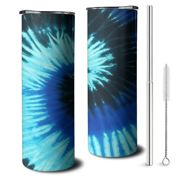 20oz Colorful Tie Dye Pattern Skinny Tumblers Stainless Steel Tumbler with Lid and Straw,Vacuum Insulated Double Wall Travel Tumbler Cups with Cleaning Brush for Coffee,Tea